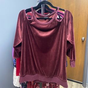 Velvet off shoulder sweatshirt
